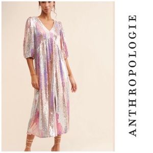 Anthropologie Saltwater Luce sequin turner maxi dress